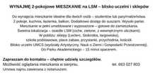WYNAJMĘ 2-pokojowe MIESZKANIE na LSM – blisko uczelni i sklepów