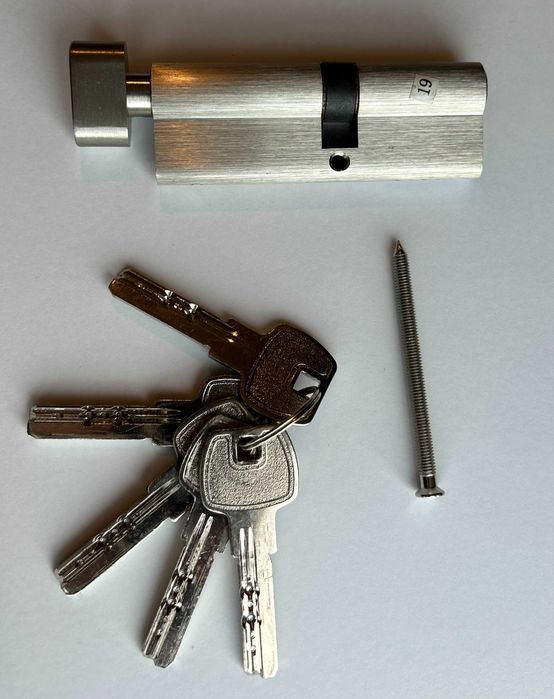 Fechadura 5 chaves porta canhão c/botão 6 pin Cilindro eur 90mm 50x40