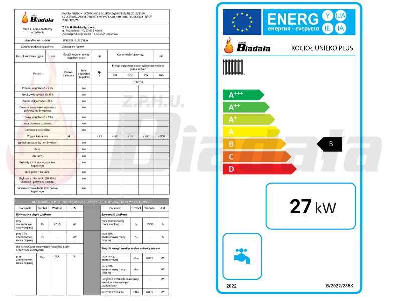 Kocioł piec NADMUCHOWY na WĘGIEL + DREWNO + CHRUST 5 klasa 27 kW