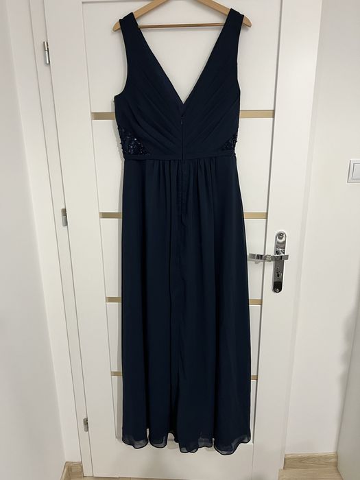Długa elegancka sukienka ciemna granatowa XXXL 46. De negocjacji