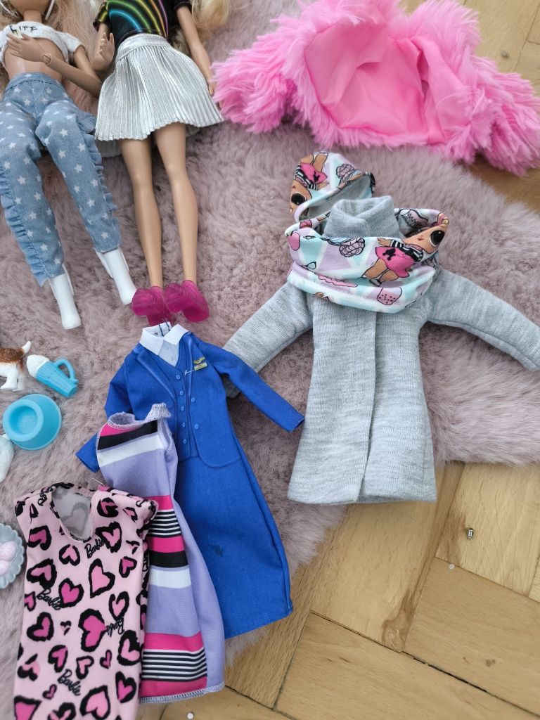 ZESTAW, 3 x LALKA LALKI BARBIE, 2 x KEN ubranka akcesoria