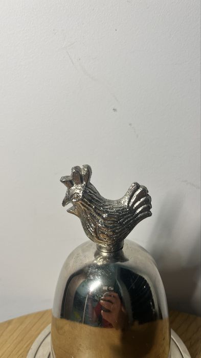 Ozdobny Pojemnik na Jajko lub Masło z Kogucikiem - Metalowy #1