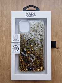 etui Karl Lagerfeld Gold Glitter brokat czarno-złoty iPhone 11 nowe