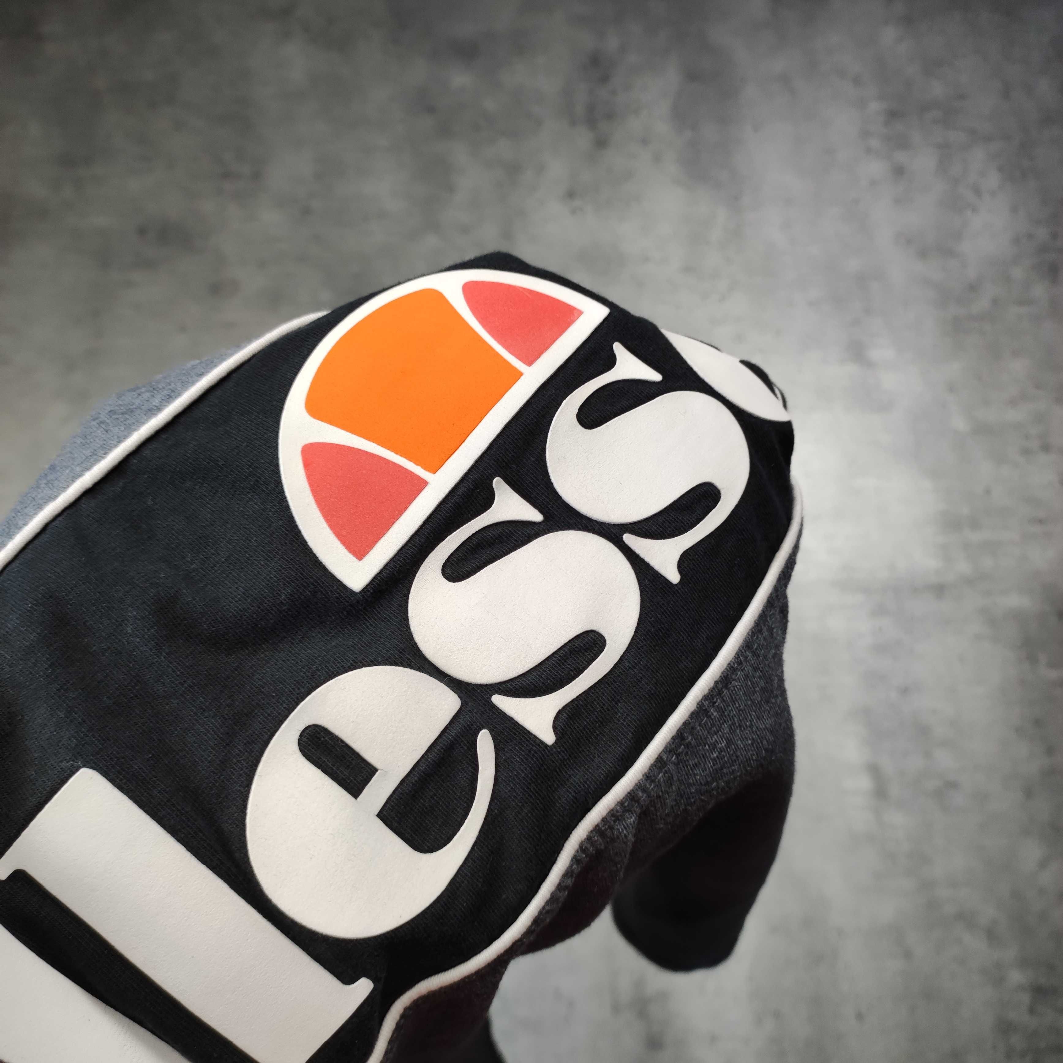 MĘSKA Koszulka Bawełniana Sportowa Szara Duże Logo Ellesse Italia
