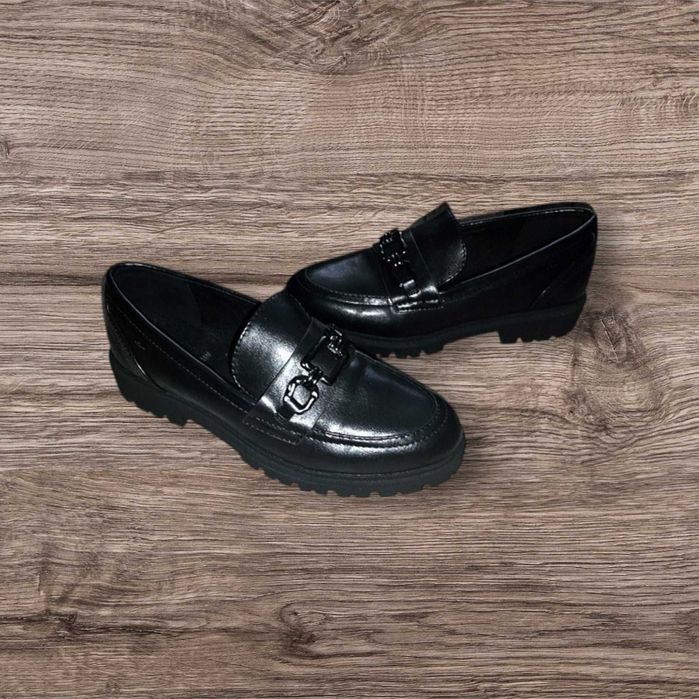 Mokasyny skórzane S.Oliver 38(24,5cm) czarne