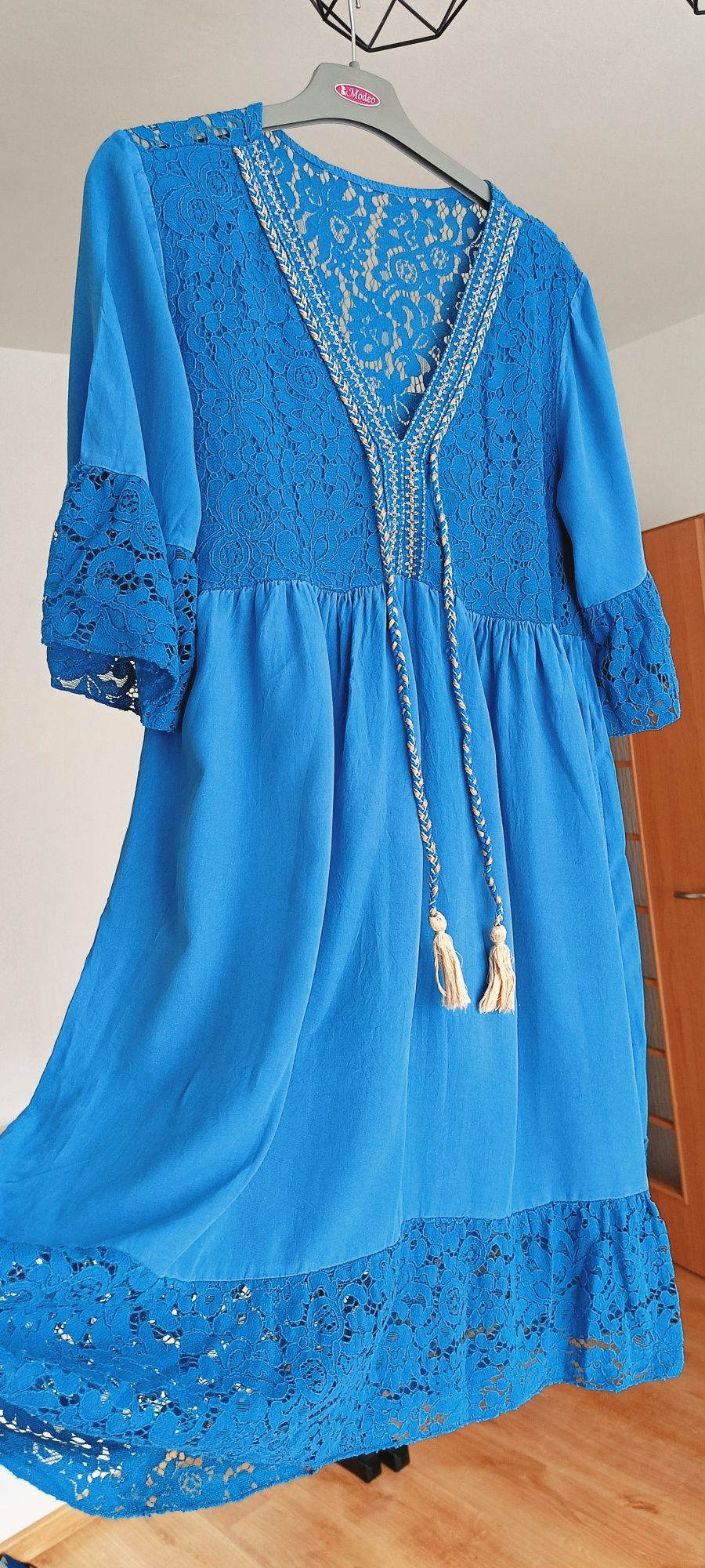 Letnia sukienka boho, sukienka z koronką, luźna sukienka