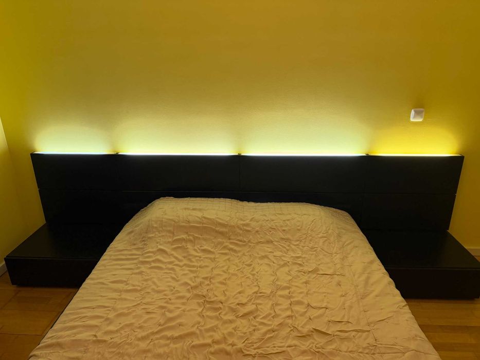 Quarto Completo -Cama, Cabeceira, Cómoda, Espelho e Mesas de Cabeceira