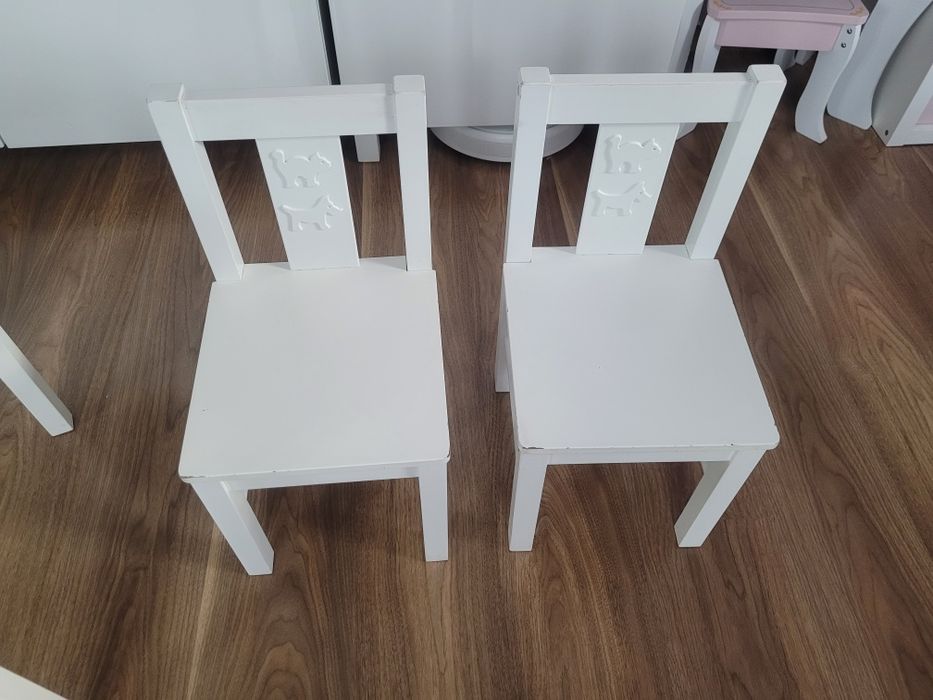 Biały stolik i krzesełka KRITTER IKEA