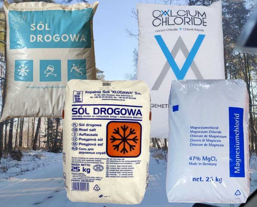 Walka z oblodzeniem sól drogowa chlorek wapnia chlorek magnezu piasek