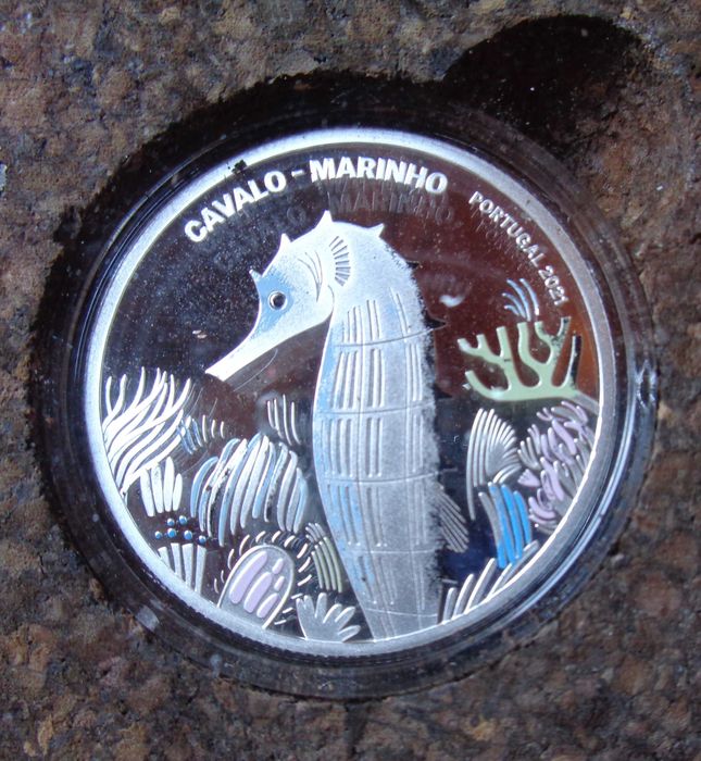 5 Euros Prata Proof Colorida *Cavalo Marinho*