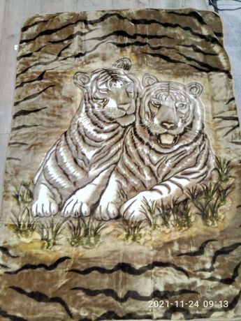 Плед/ покрывало/ одеяло новое, меховое 150х200 с тиграми