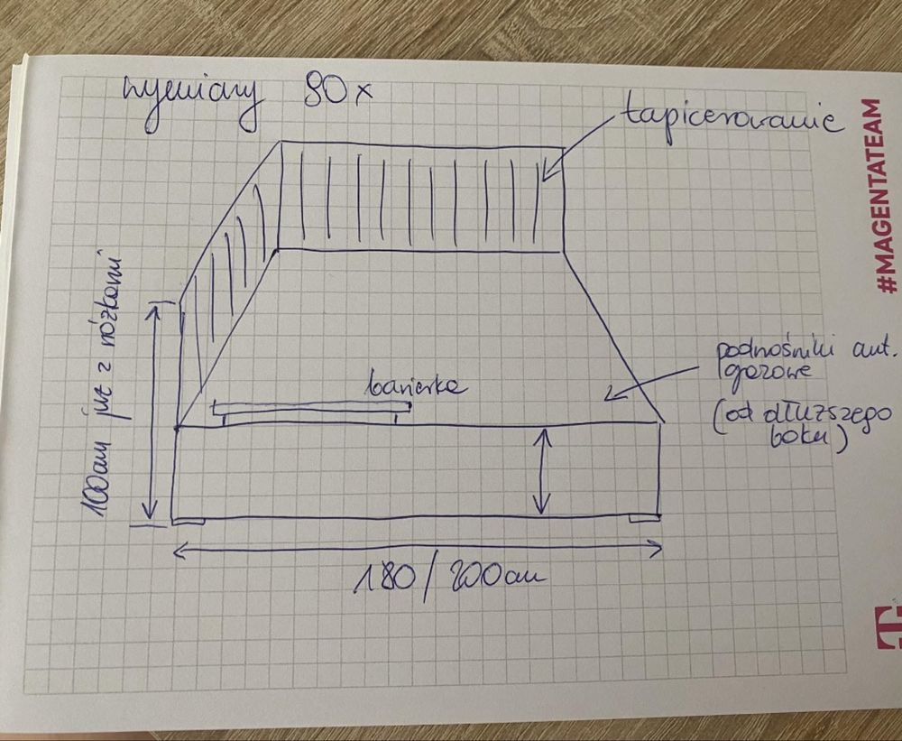 Łóżko tapicerowane 90x180 + materac + koc w kolorze!!!