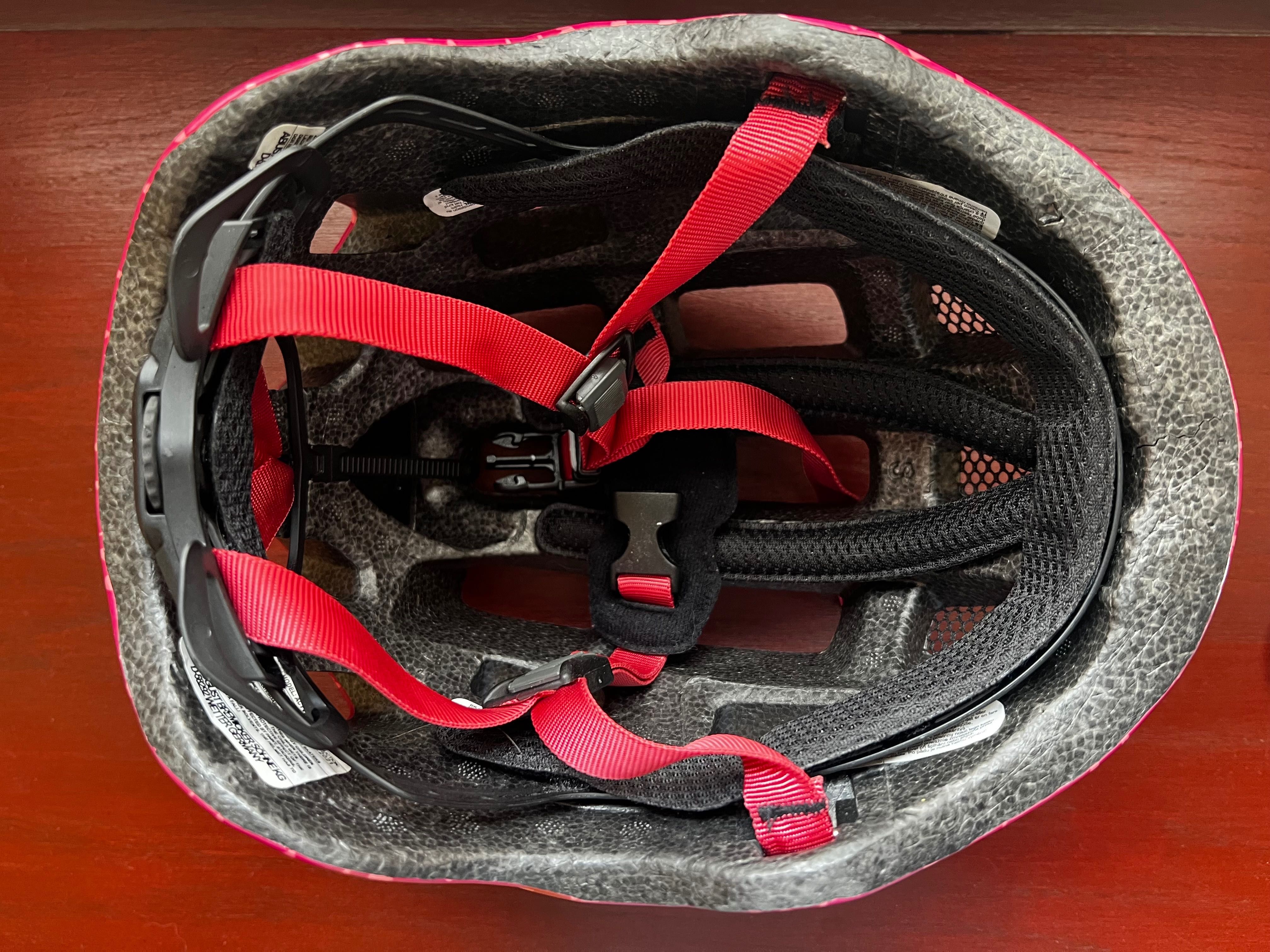 Kask rowerowy dziecięcy ABUS Youn-I 2.0 z LED, cherry heart, 48-54cm