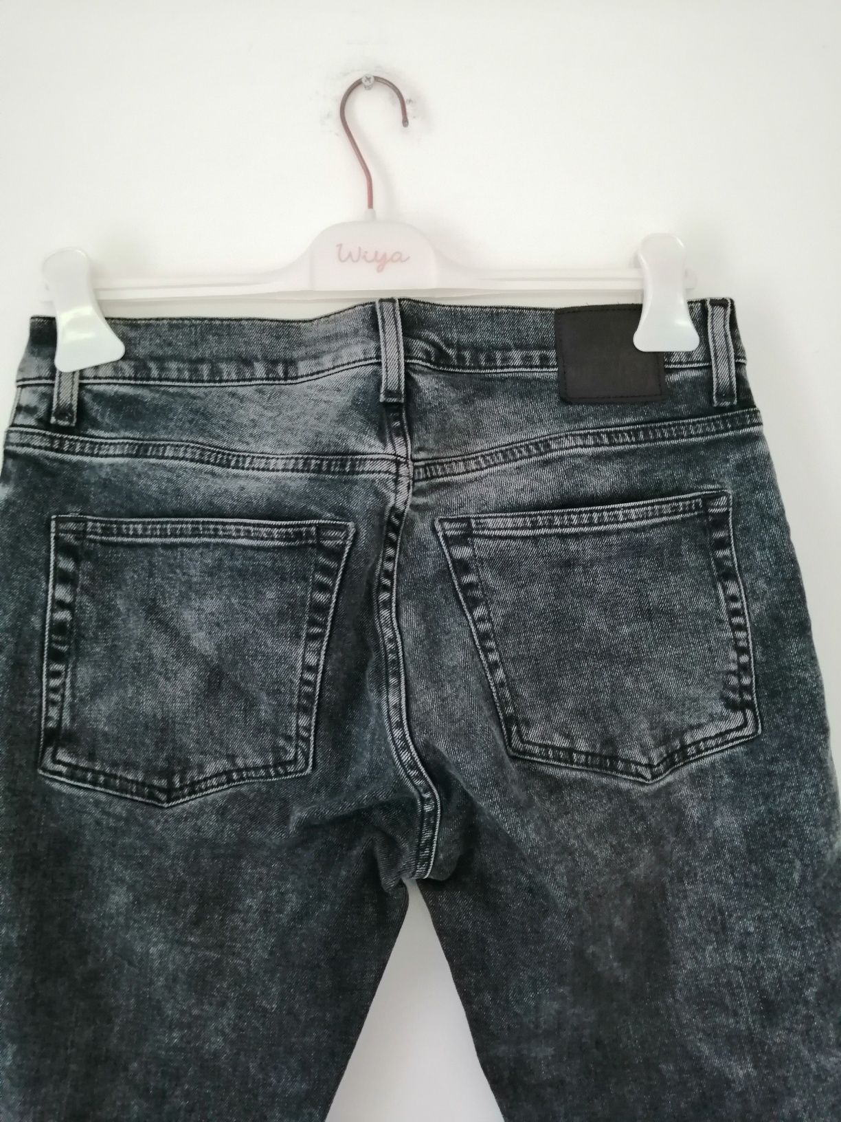 Szare wycierane męskie jeansy bawełna MTWTFSS weekday, rozmiar M