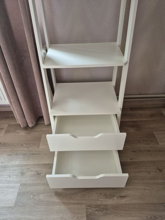 Стелаж/етажерка біла з ящиками