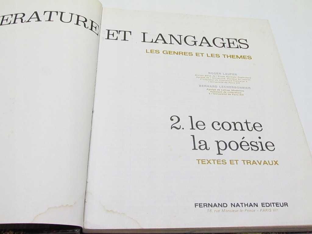 w j. francuskim : Littérature et langages  2. le conte la poésie