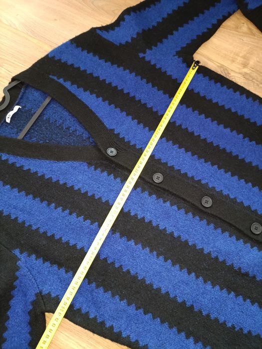 Zara kardigan, paski , zygzak, granat czerń, vintage