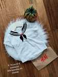 Koszulka H&M 74 cm (6-9 MSC) biało-granatowa, marynarski wzór