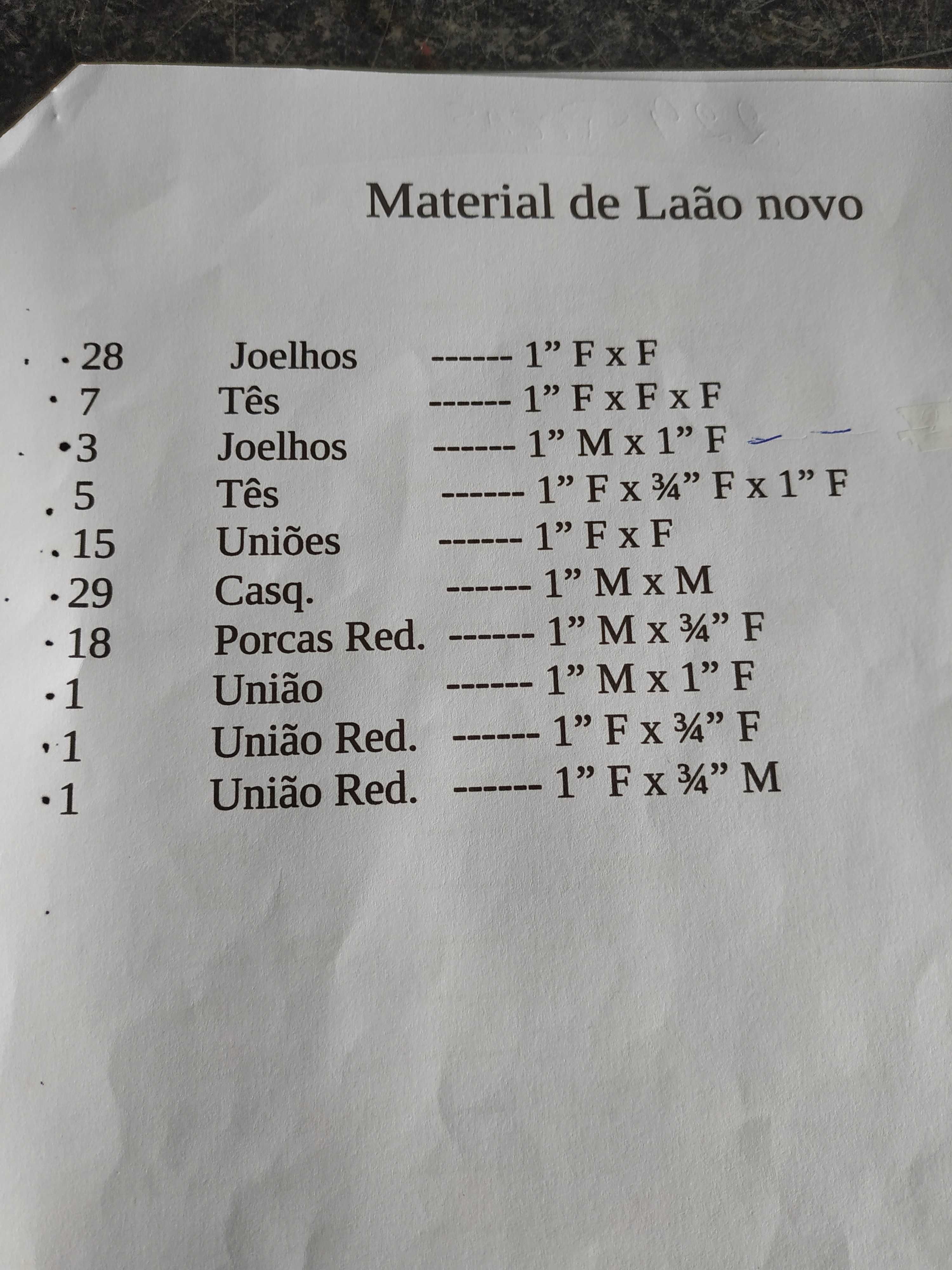 Material de latão de várias medidas