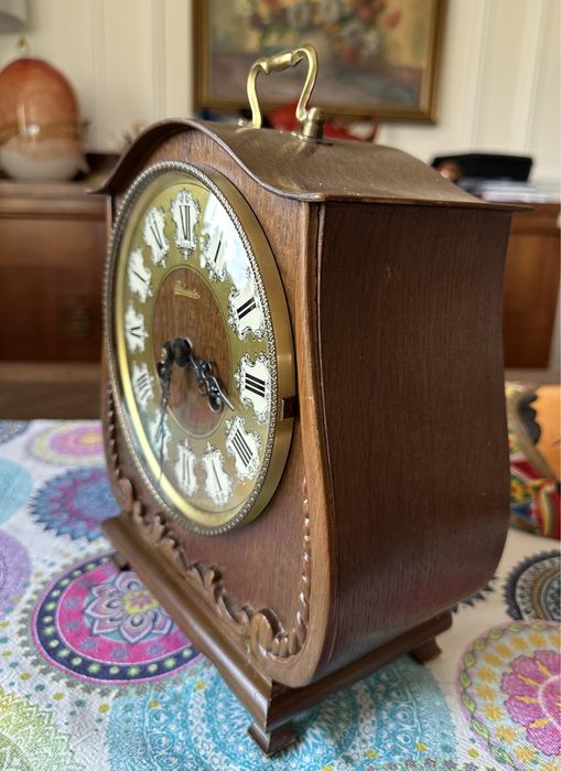Stary zegar Belcanto kominkowy stojący drewniany 336