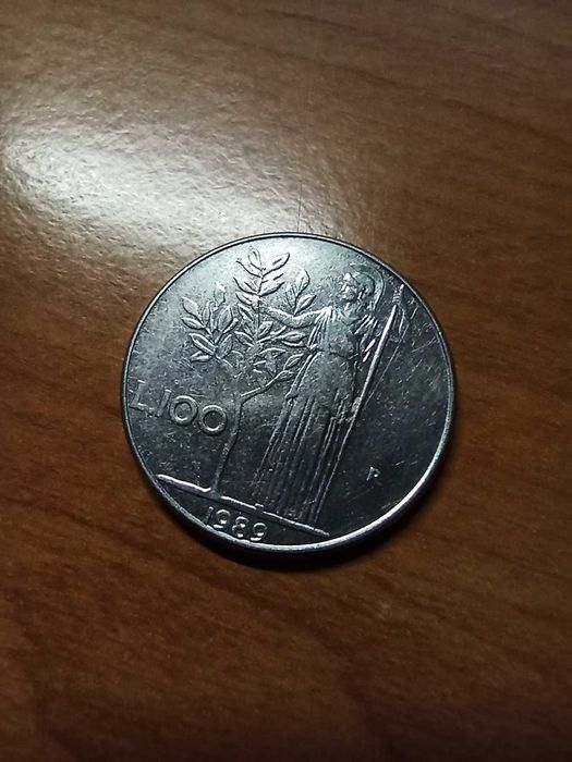 Moneta - 100 lire, 1989r.
