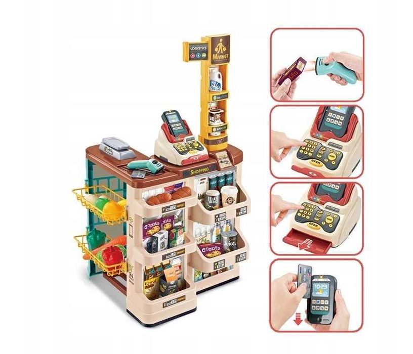 Supermarket Sklep Kasa Fiskalna Wózek Dla Dzieci Terminal - WYPRZEDAŻ