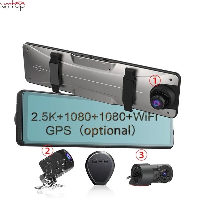 Видеорегистратор на 3 камеры Zimtop  2.5K 1080P+1080P + WiFi + GPS лог