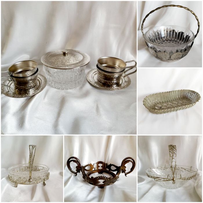 Ваза латунная ложки мельхиор вилки мнц