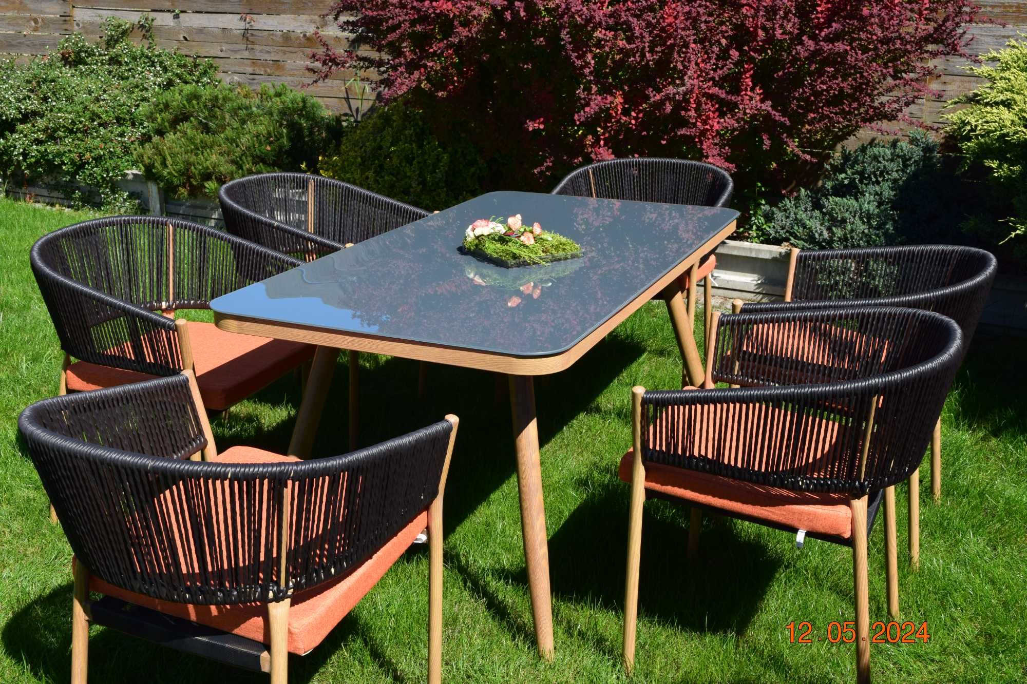 zestaw ogrodowy 6+1 technoratan obiadowy transport gratis stół krzesła