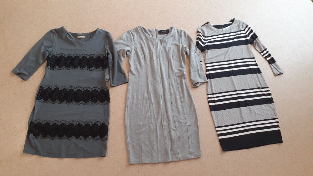 Sukienki szare eleganckie + 1 gratis. Rozm. L