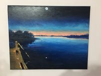 Quadro Óleo sobre tela “Ao anoitecer”