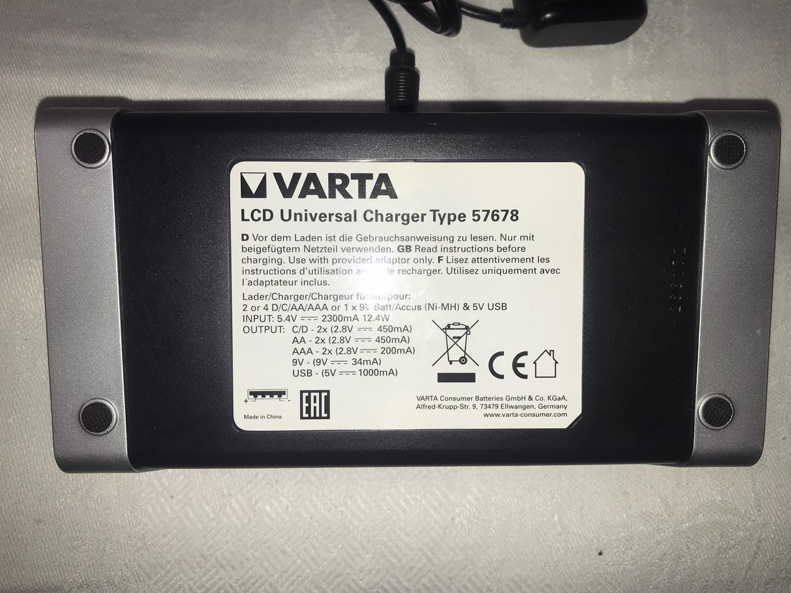 Varta lcd universal charger type 57678 зарядное устройство