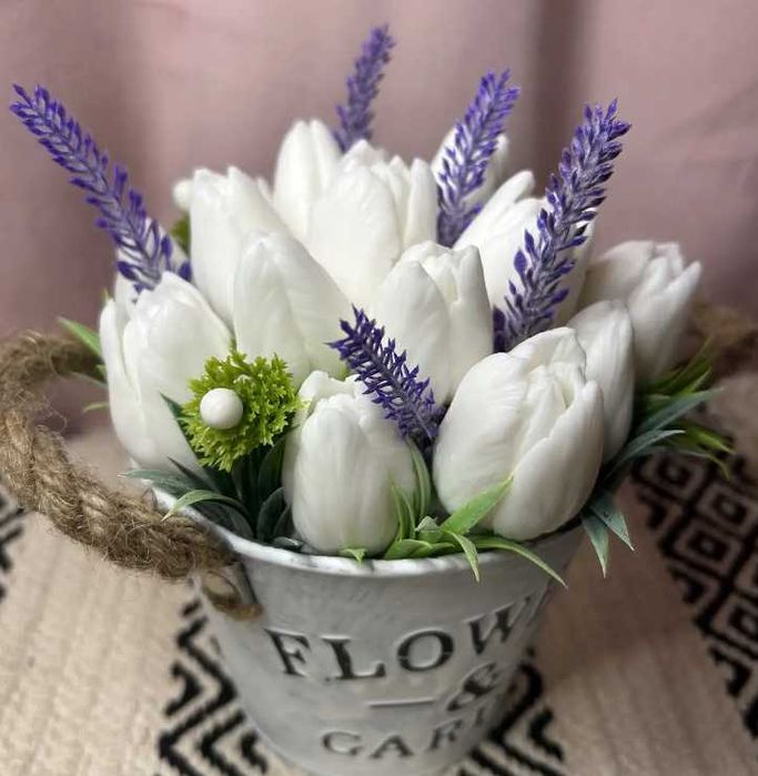 Мильна композиція - Букет тюльпанів з лавандою