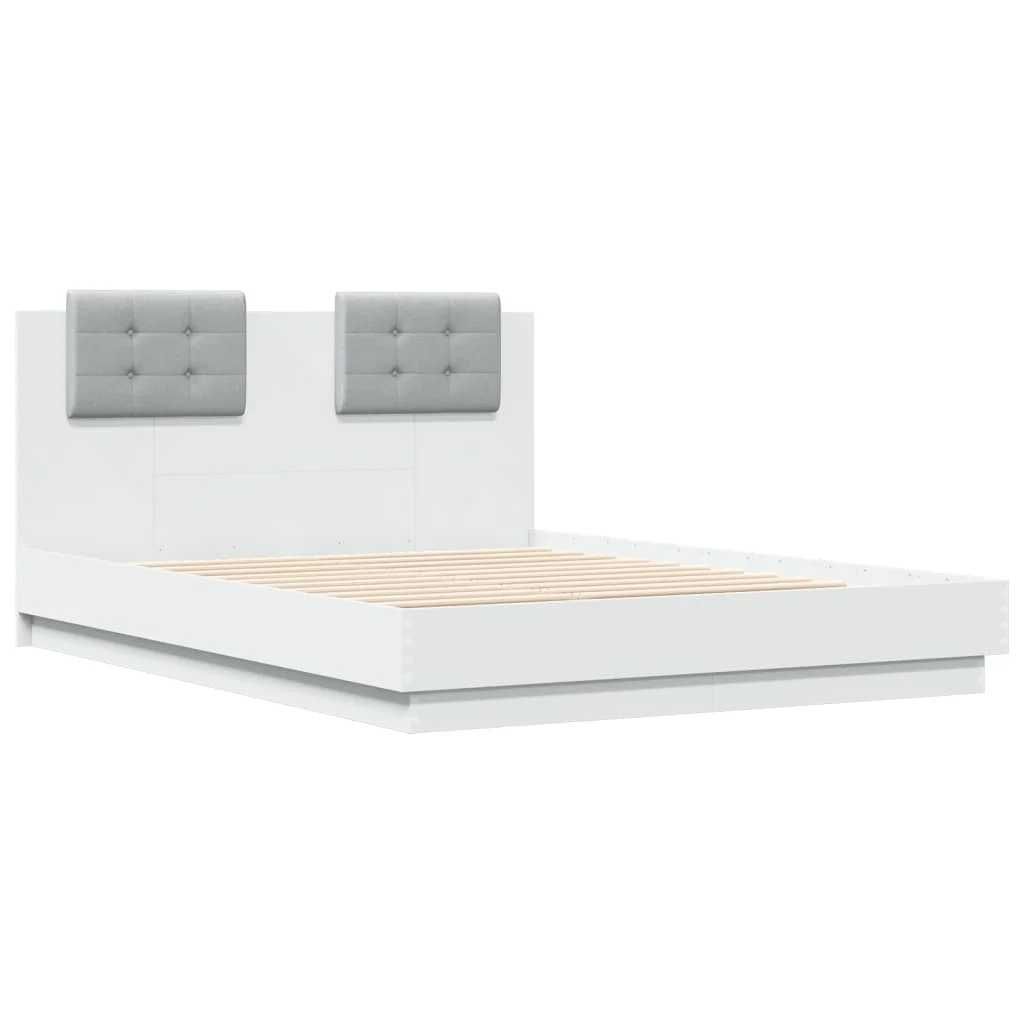 vidaXL Estrutura cama c/ cabeceira 120x190 cm derivados madeira branco