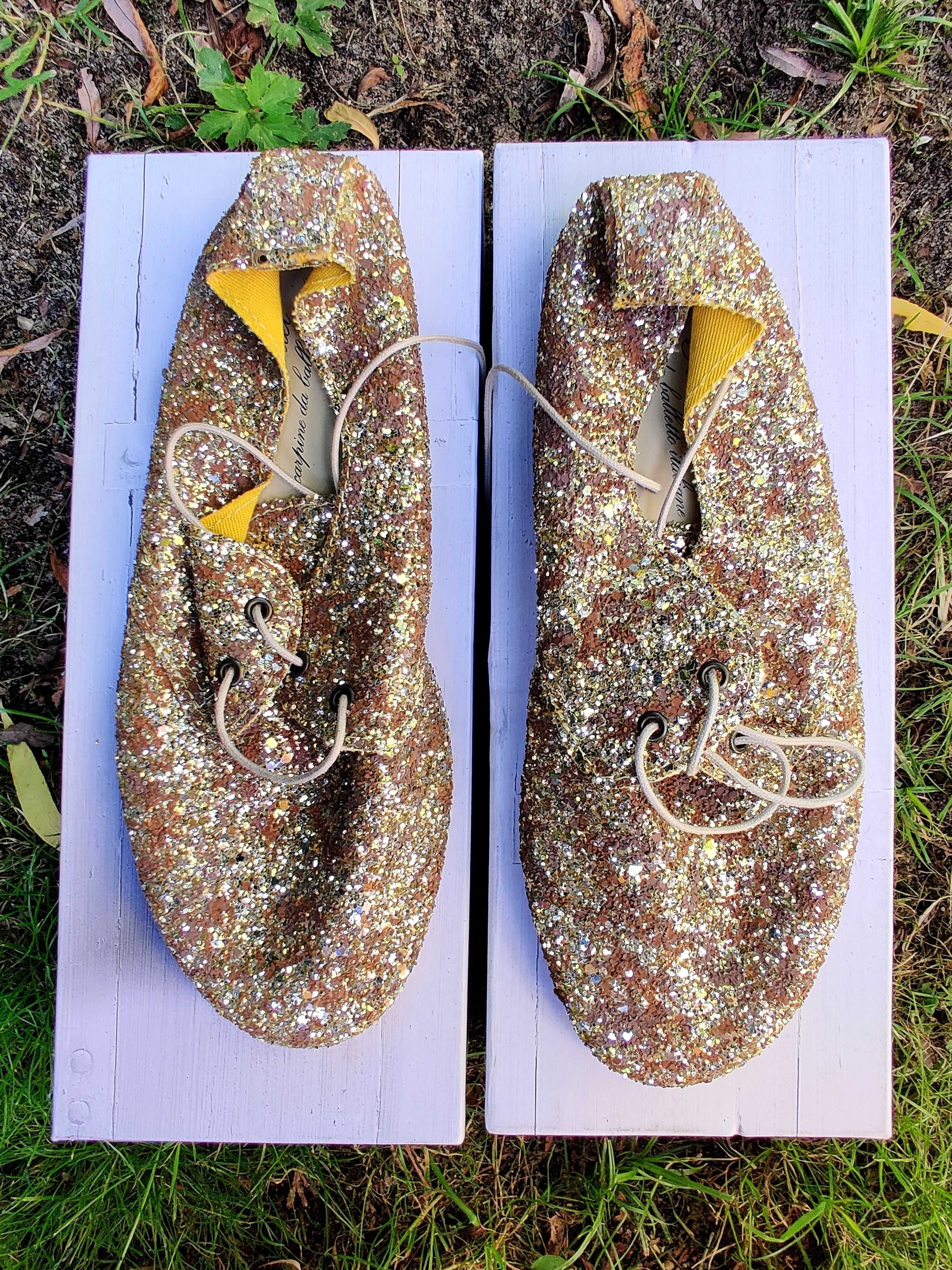Anniel 36 nowe buty złote glitter
