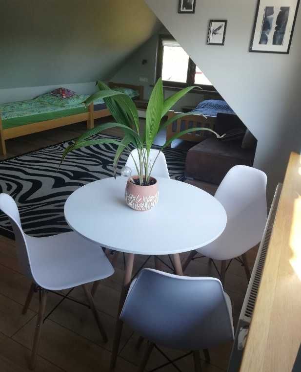 Profesjonalny STÓŁ Rustykalny 80cm + 2 Białe Krzesła Skandynawski -20%