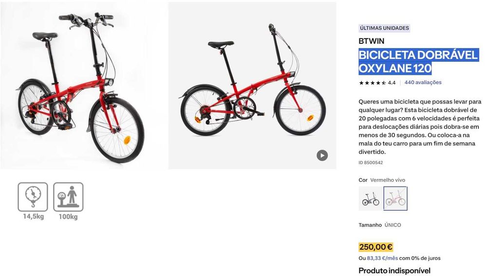 Bicicleta Dobravel BTWin Oxylane 120