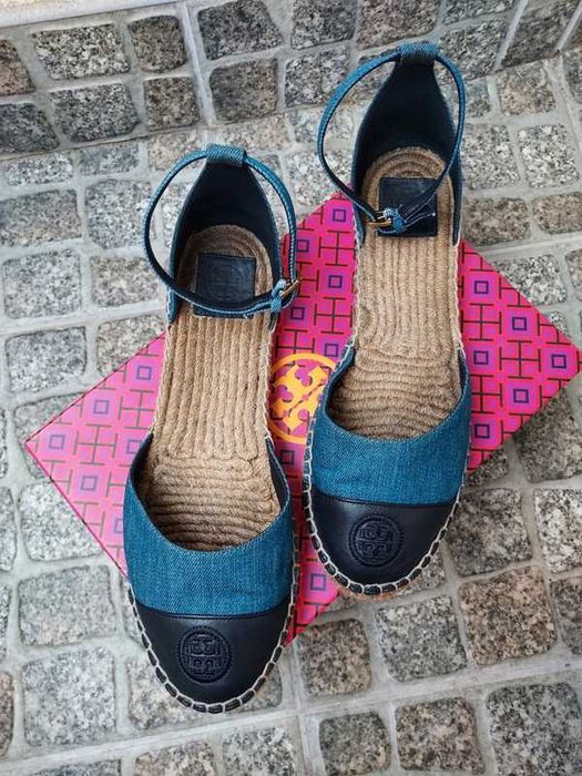 Dżinsowe espadryle ze skóry cielęcej Tory Burch 41