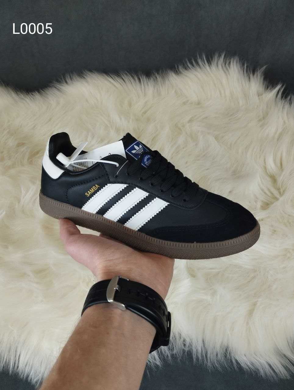 Жіночі літні кросівки Adidas Samba Чорні з білим кеди адідас самба