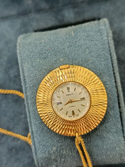 Zegarek czajka wisiorek mechaniczny pozłacany au