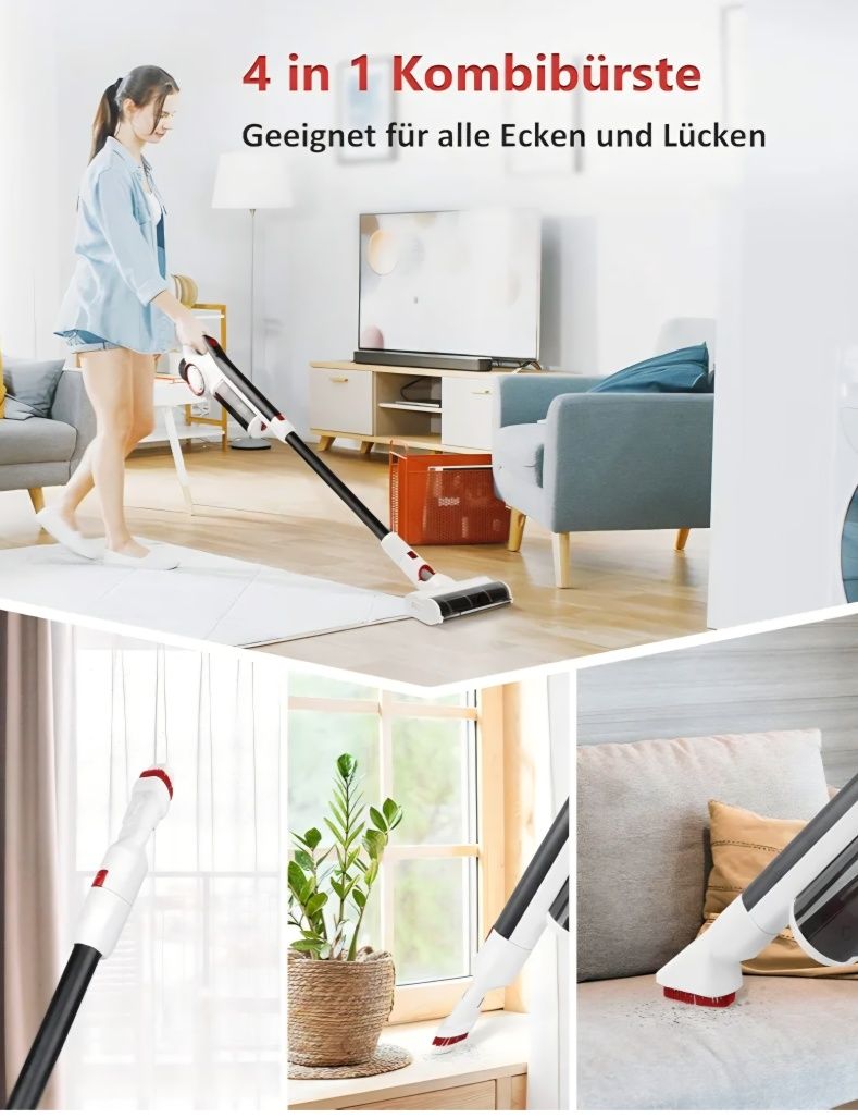 Odkurzacz bezprzewodowy pionowy bezworkowy aku turbo szczotka led 350W