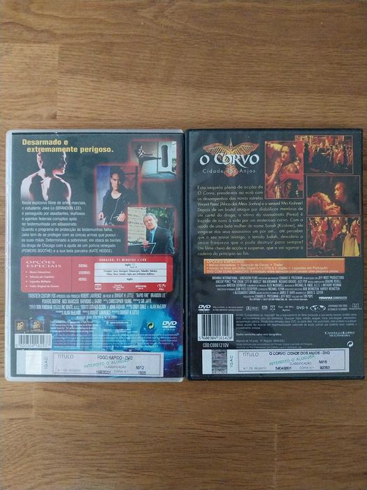 Pack original filmes Fogo Rápido e  Corvo Cidade Anjos