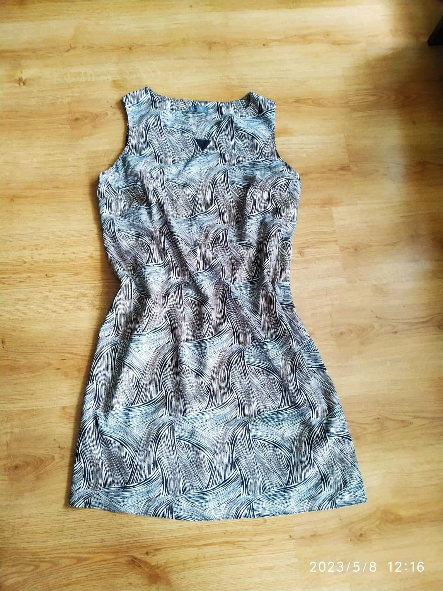 Lniana sukienka beżowo czarna Papaya 18 46 3XL