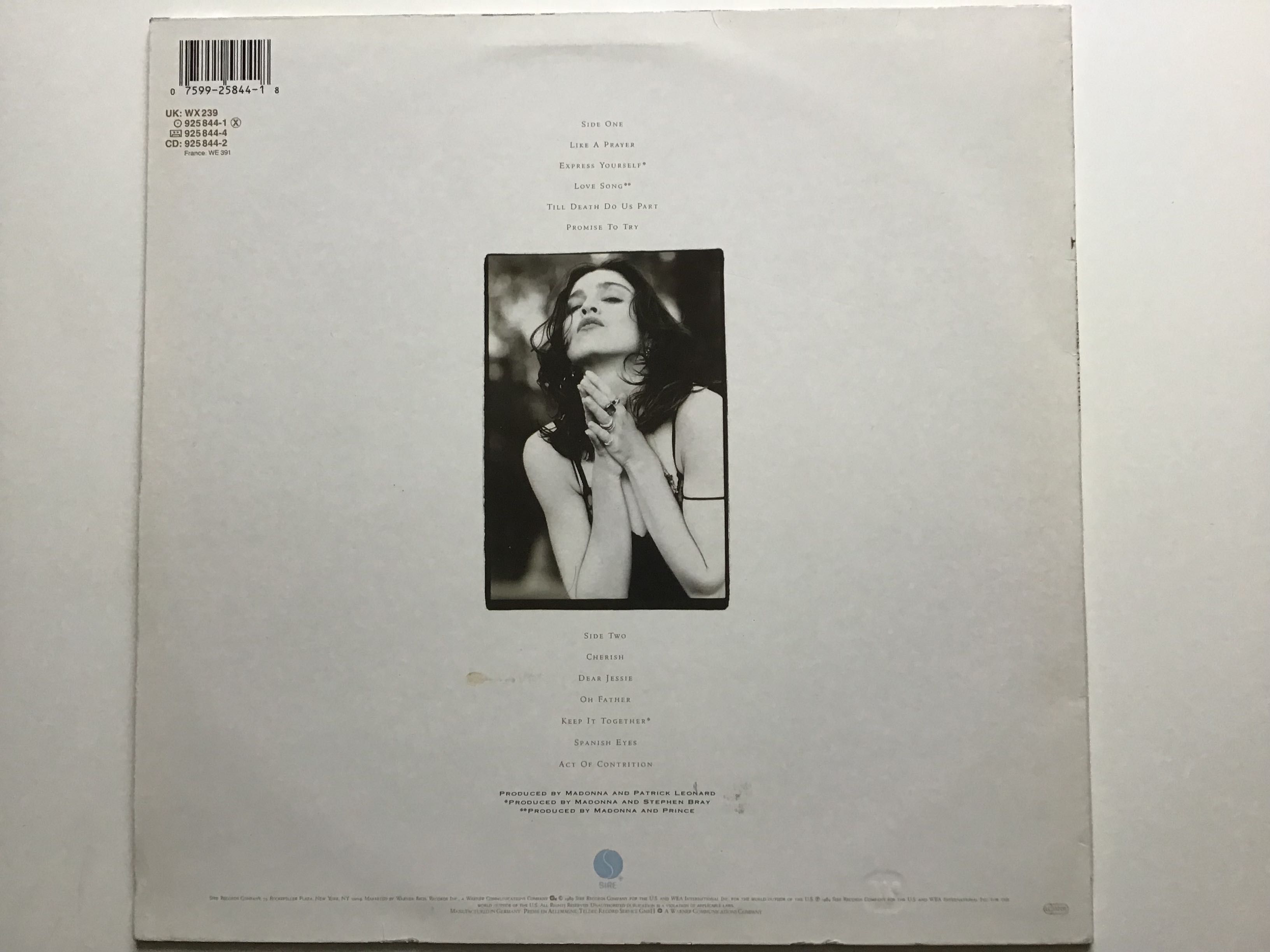 MADONNA Like a prayer vinyl