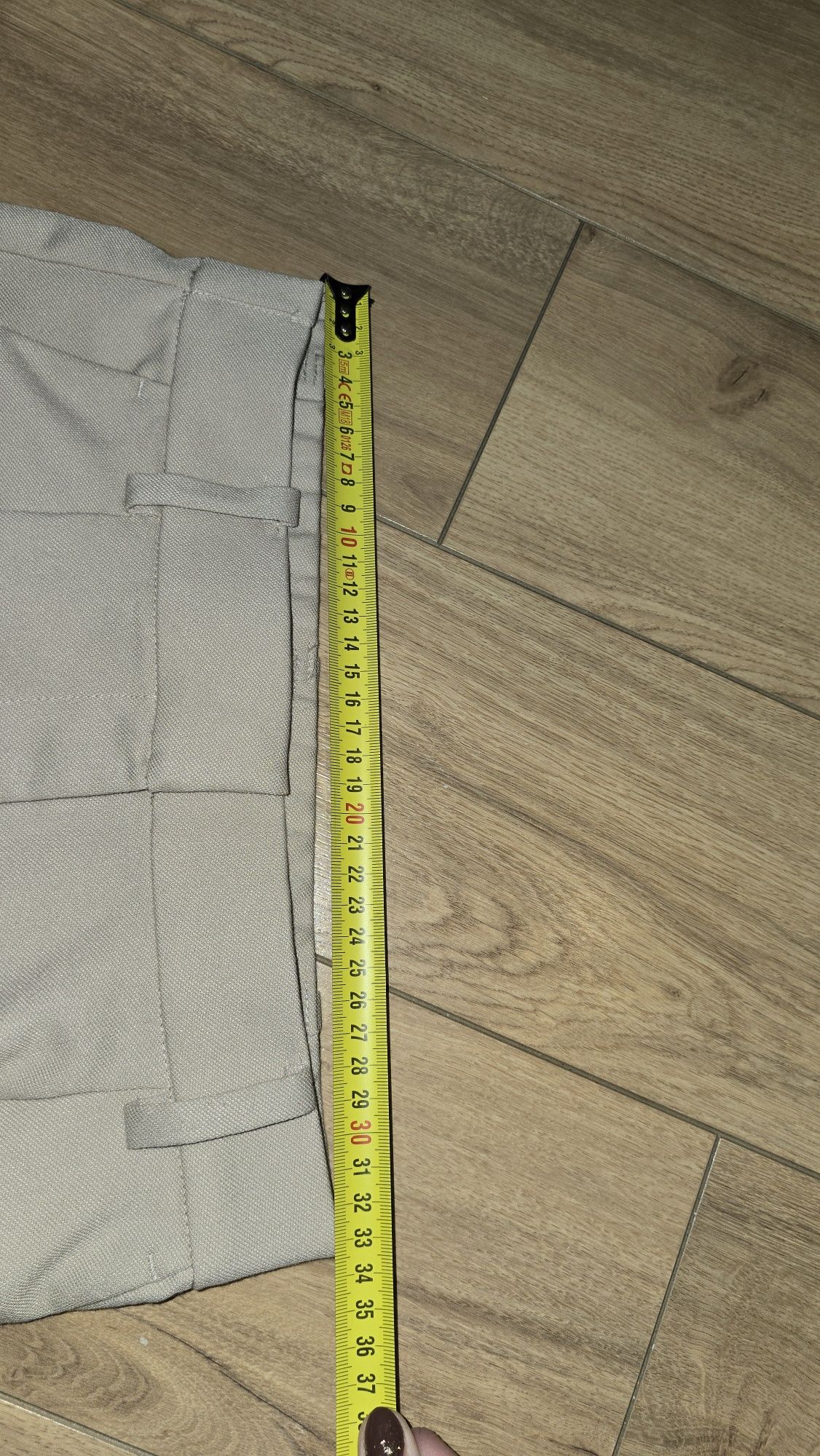 Spodnie h&m 36 eleganckie bezowe prosta nogawka wysoki stan