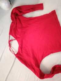 Czerwona bluzka cienki sweterek wiązany z tył samara 36 38 M S