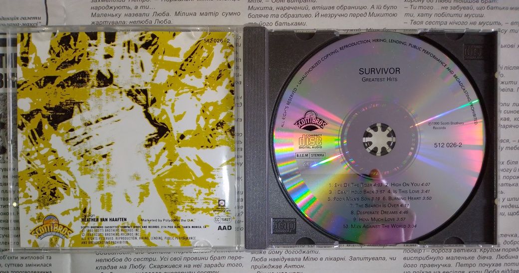 CD SURVIVOR - Greatest Hits - 89'.
Scotti Bros. Records, Europe.