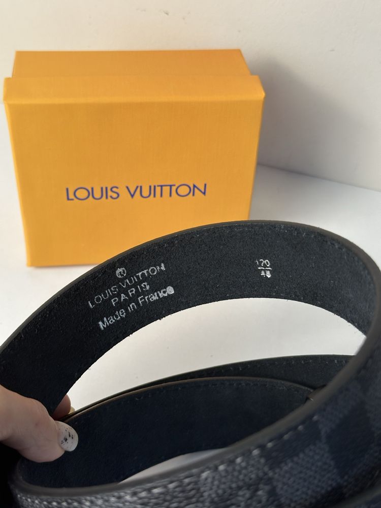 Skórzany pasek Louis Vuitton czarny Damier Graphite Skóra naturalna lv