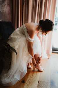 Suknia ślubna rozmiar 38 + welon koronkowa tiul opadające ramiączka