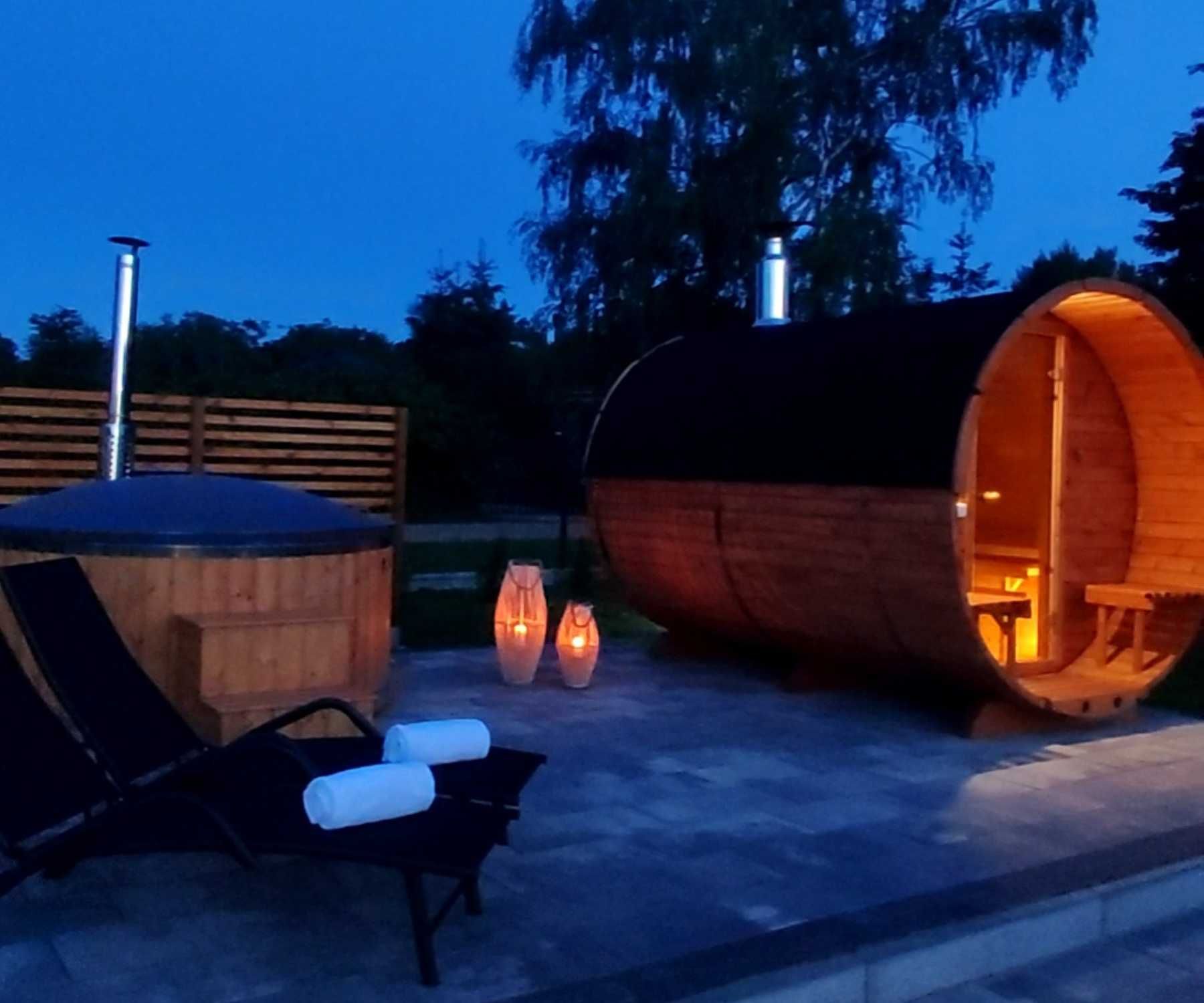 Sauna balia - Nowa osada-domki przy plaży -Luksusowe domki na Mazurach